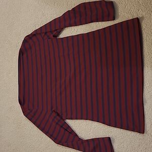 Maroon and Navy Striped 3/4 Sleeve